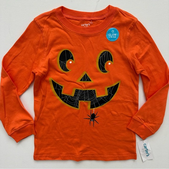 Carter's Glow-in-the-Dark Pumpkin Face Shirt Size 5 - Picture 1 of 12
